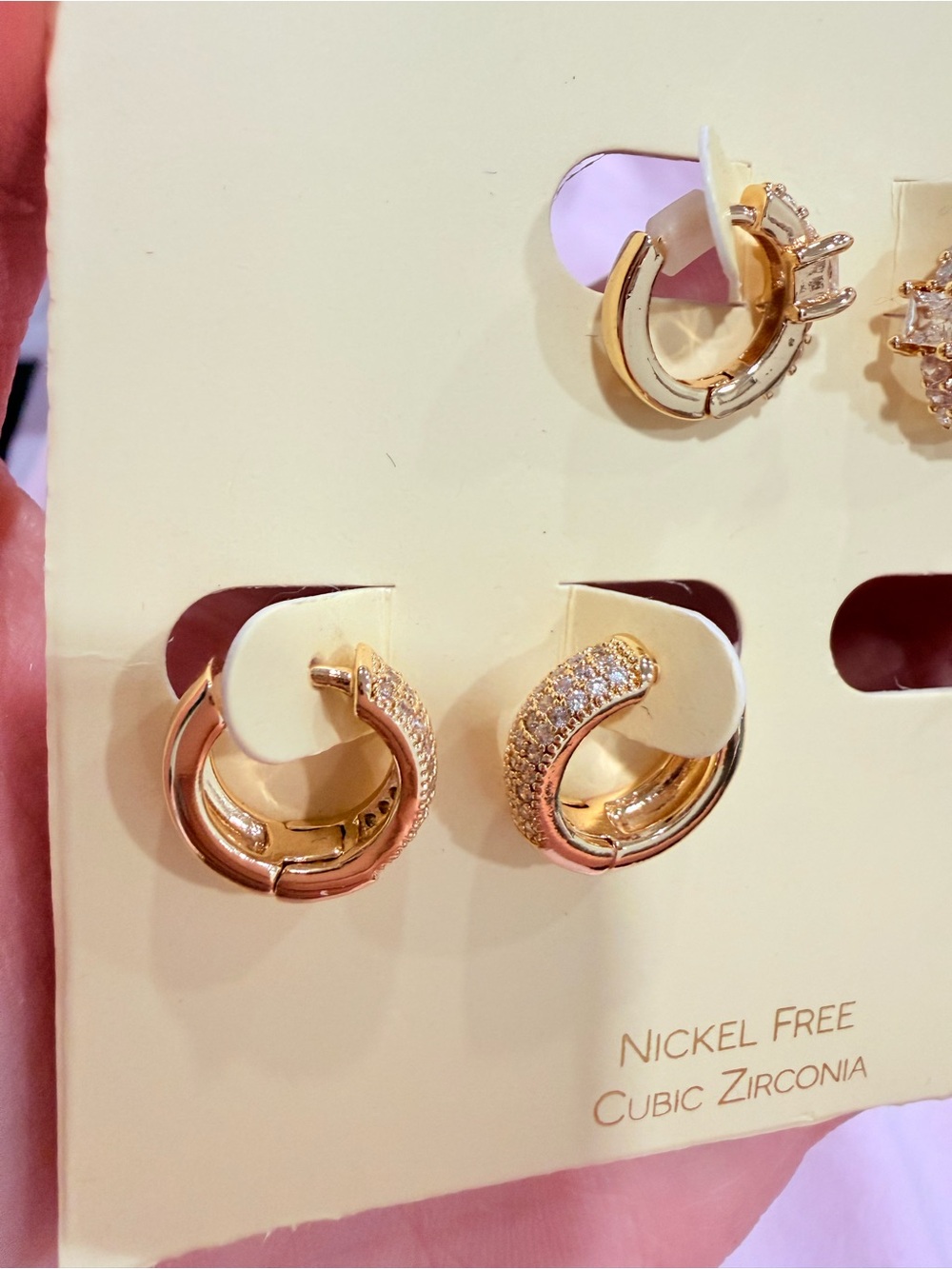 Leith Gold Huggie Earring Set with Cubic Zirconia Accents - Picture 2 of 4